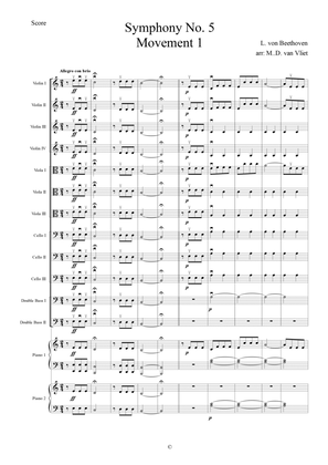 Multi Level Beethoven 5 Allegro con brio String Orchestra and Piano