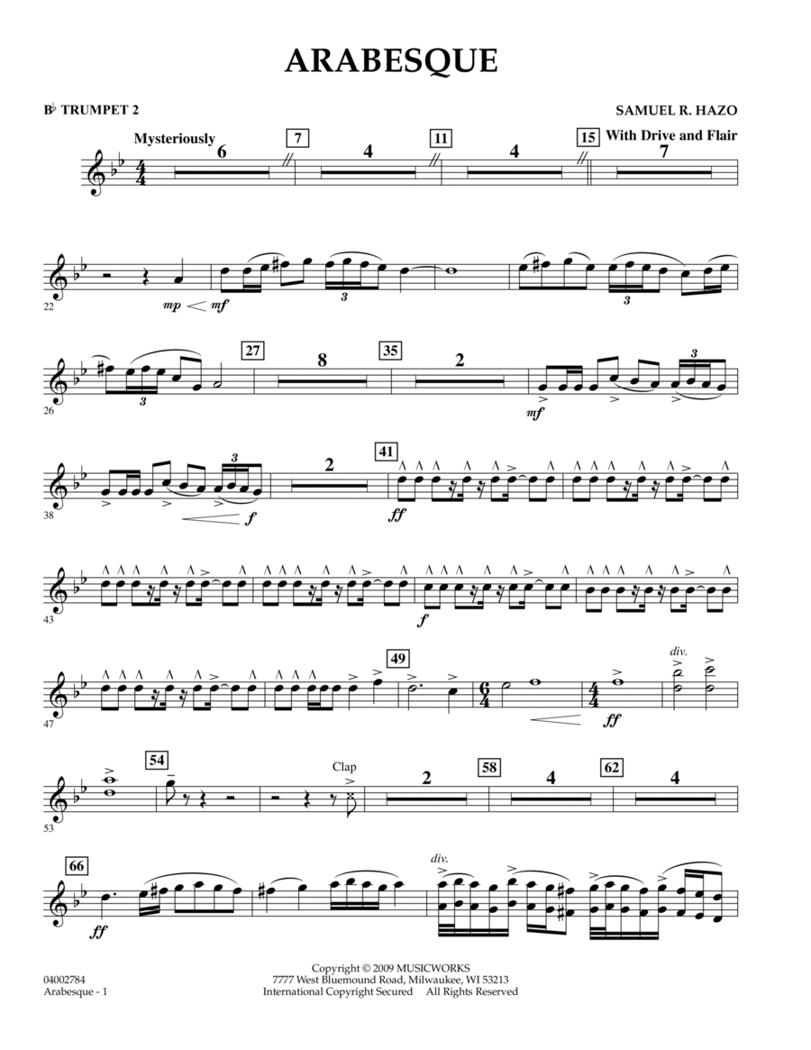 Arabesque - Bb Trumpet 2 Arabesque - Bb Trumpet 2 B-Flat Trumpet scores gallery preview page 1
