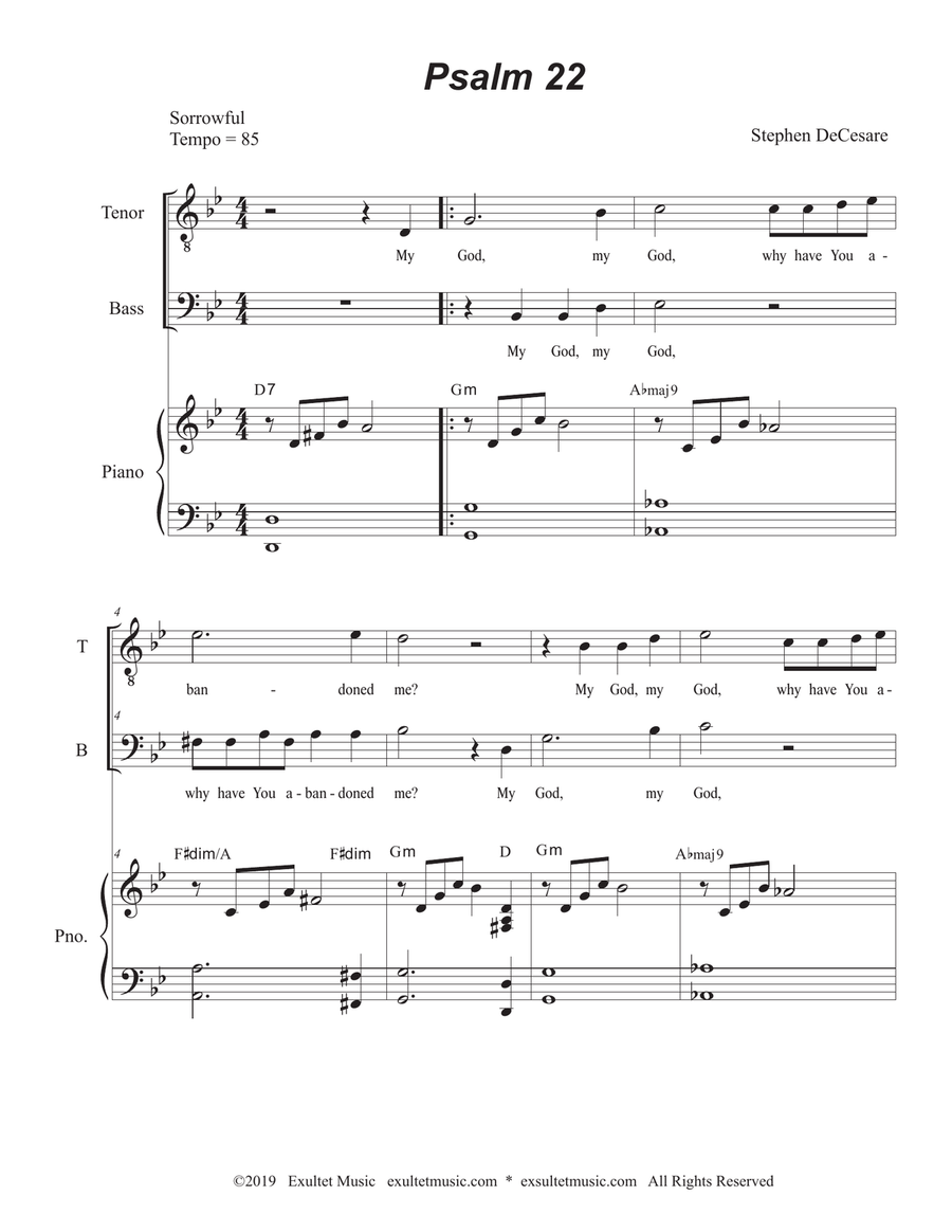 Psalm 22 (My God, My God) (Duet for Tenor and Bass solo) Tenor Voice scores gallery preview page 1