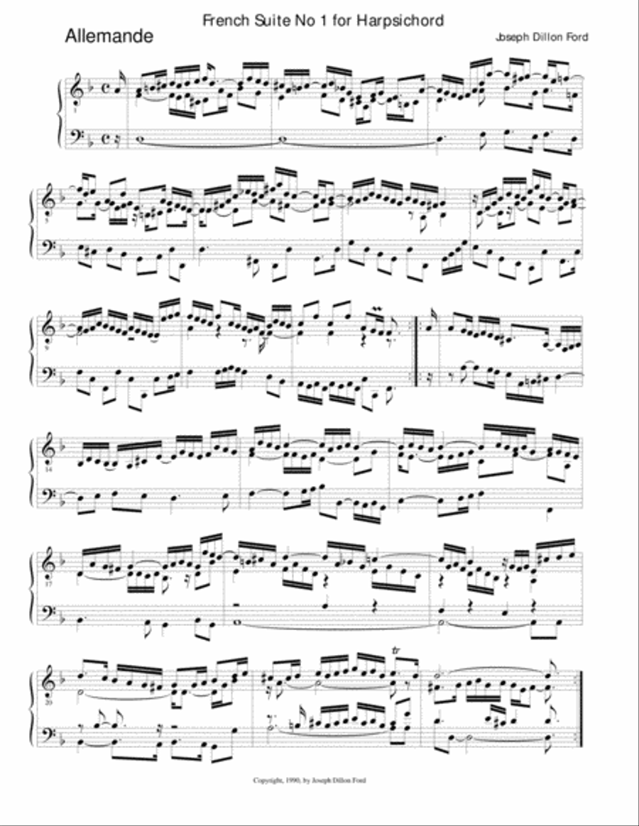 Suite française no. 1 pour le clavecin (French Suite No. 1 for Harpsichord) Harpsichord scores gallery preview page 1