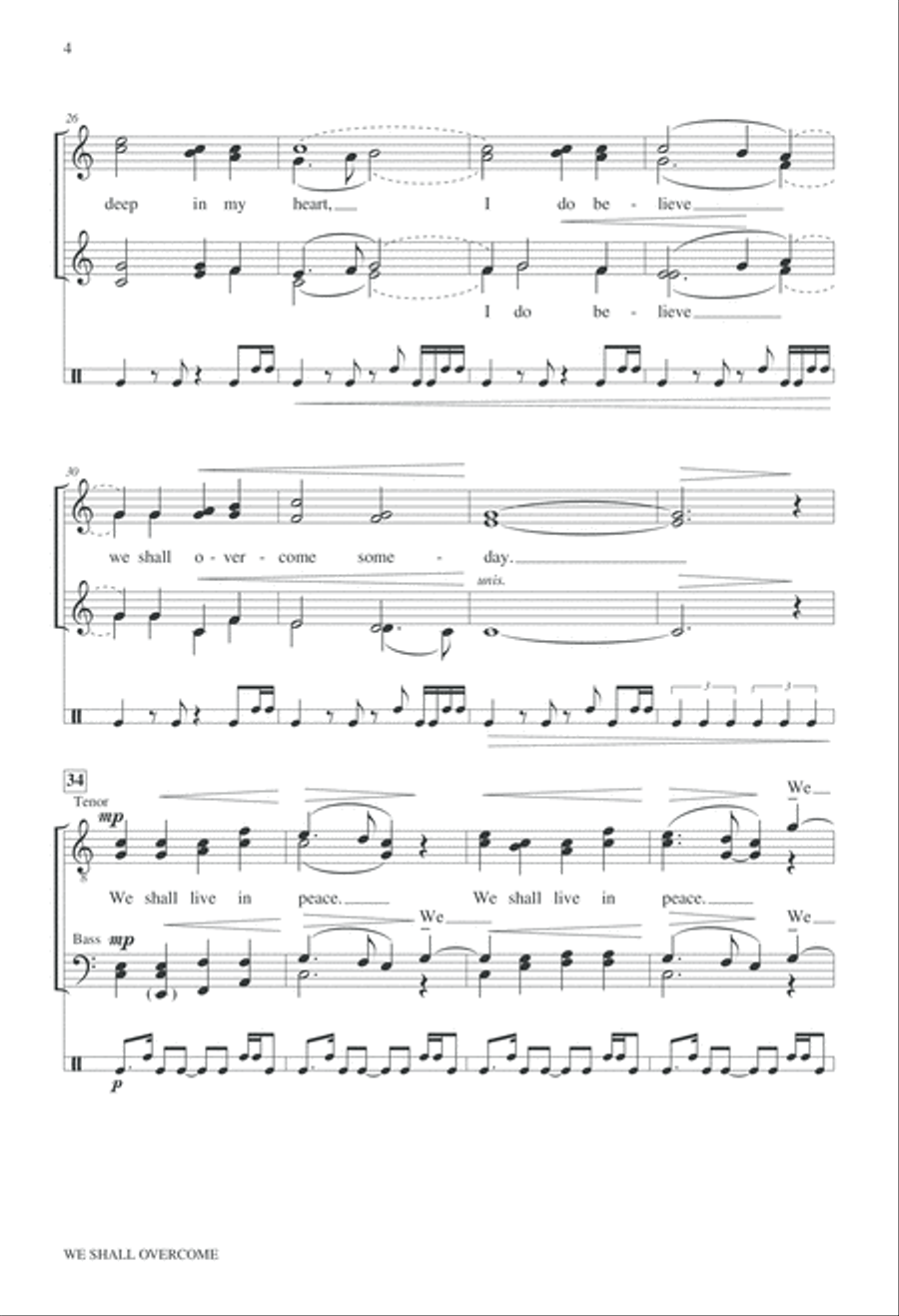 We Shall Overcome 4-Part scores gallery preview page 5