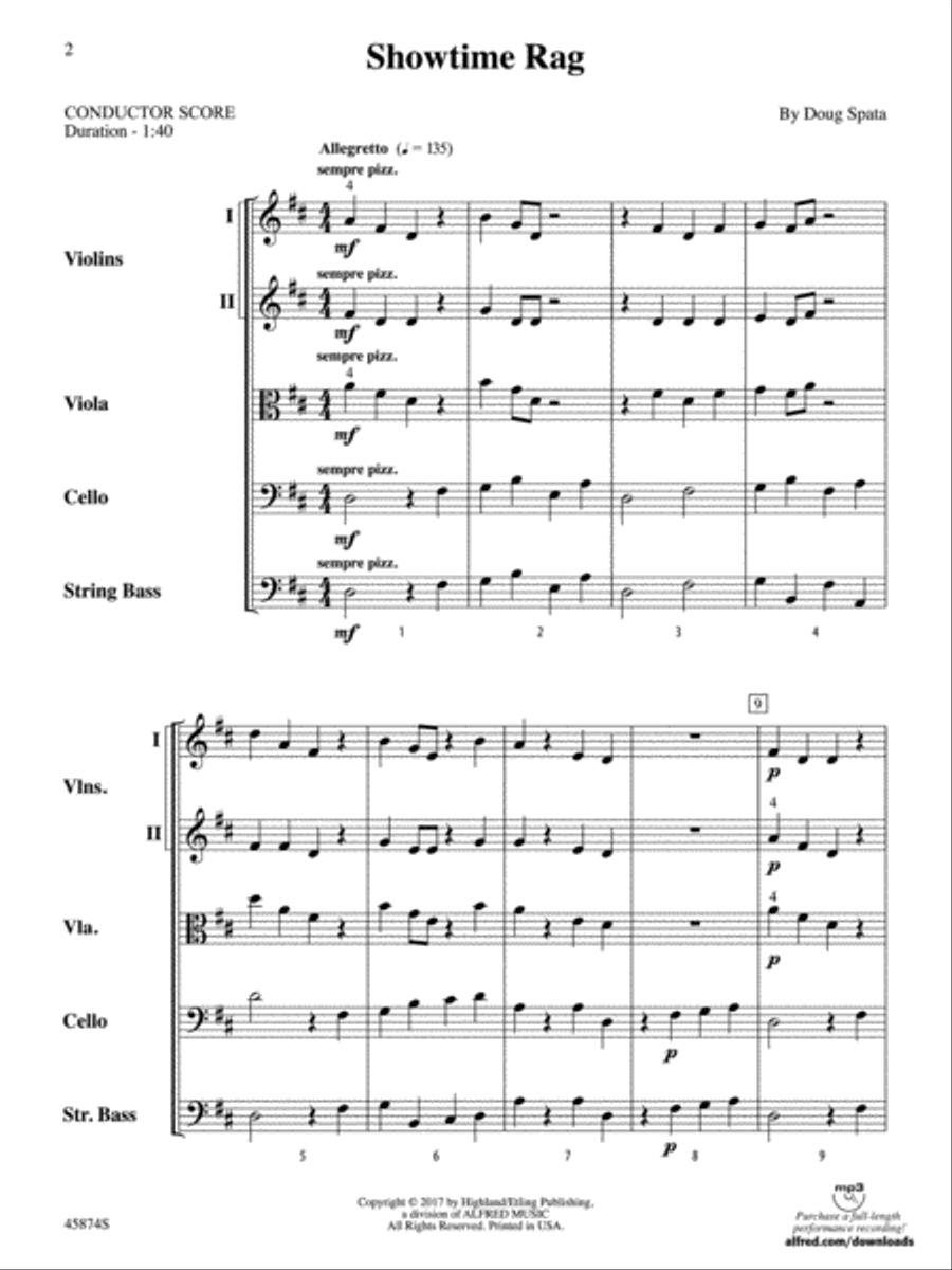 Showtime Rag: Score String Orchestra scores gallery preview page 2