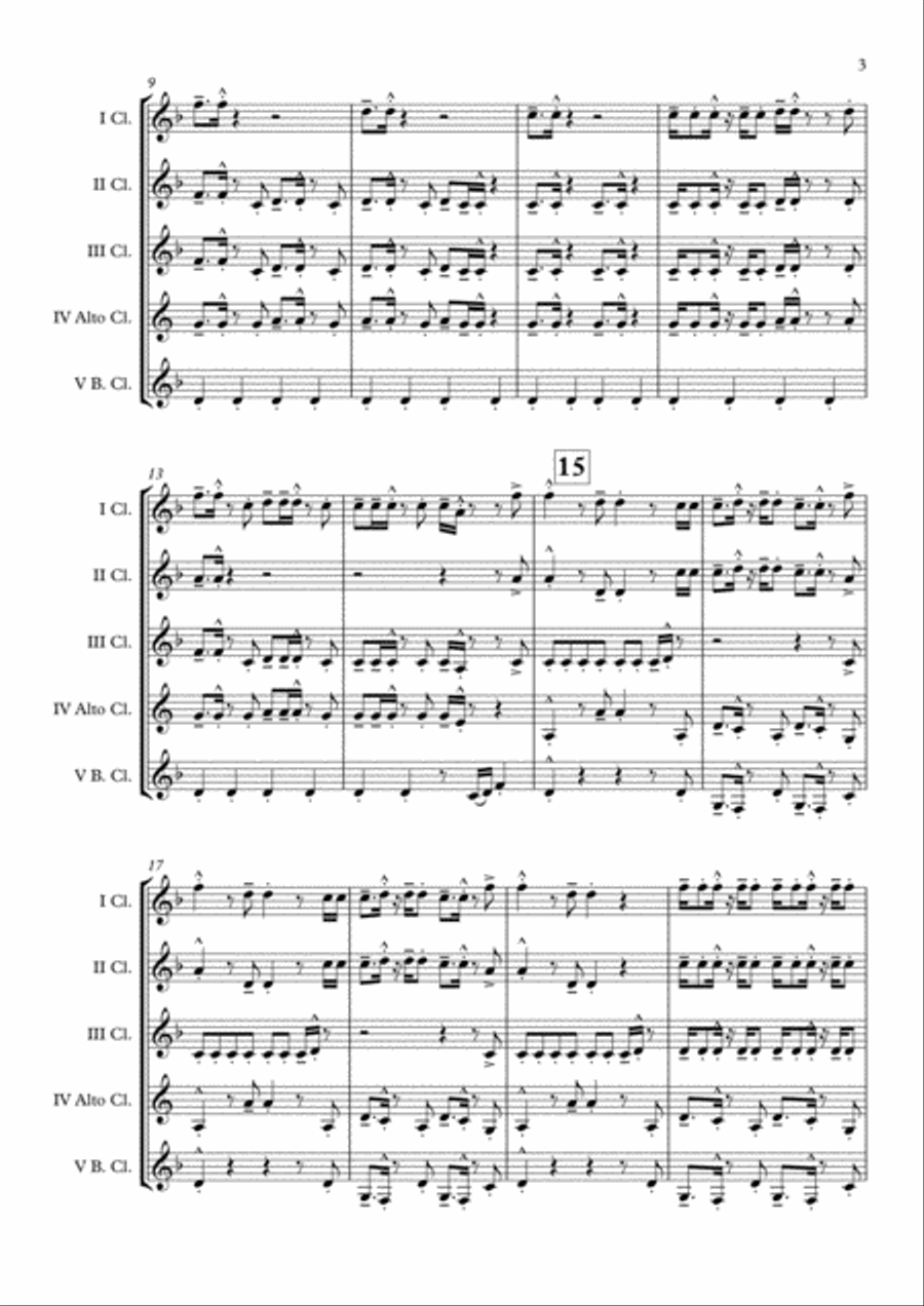 Uptown Funk Clarinet Choir scores gallery preview page 4