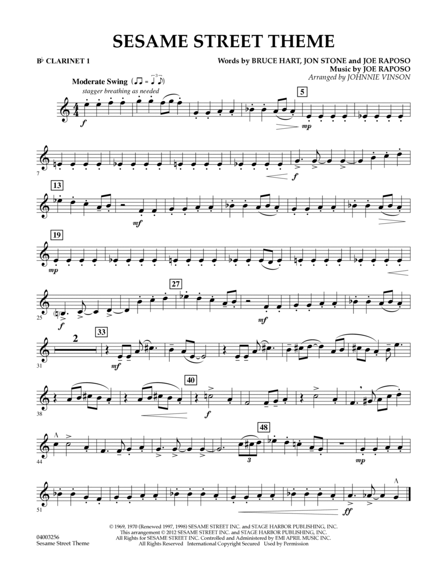 Sesame Street Theme - Bb Clarinet 1