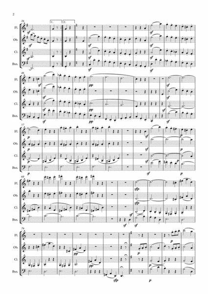 Beethoven: String Trio No.3 in G Op.9 No.1 Mvt.III Scherzo - woodwind quartet image number null