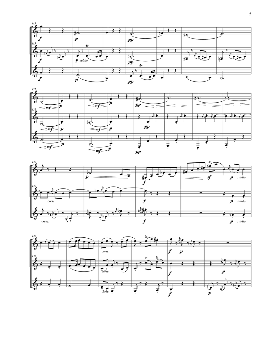 Minuet for Clarinet Trio (2 B-flat and bass clarinet), arranged from the original for three basset h Clarinet Trio scores gallery preview page 5