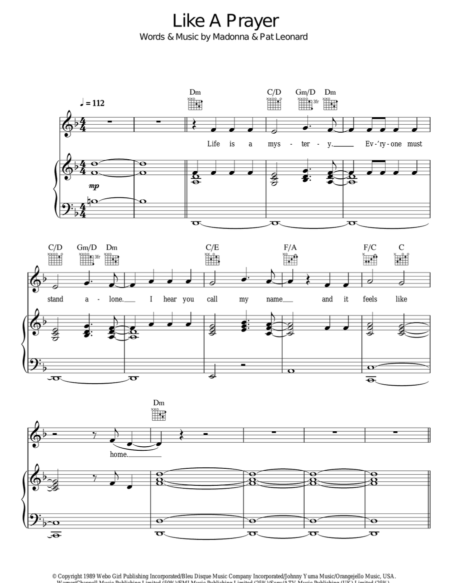 Like A Prayer Acoustic Guitar scores gallery preview page 1