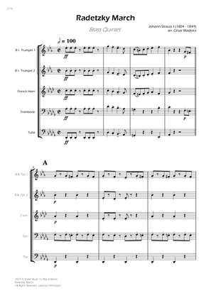 Radetzky March - Brass Quintet (Full Score) - Score Only