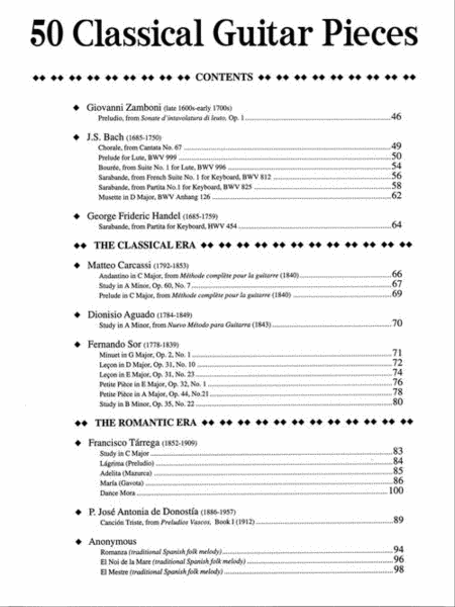 50 Classical Guitar Pieces Acoustic Guitar scores gallery preview page 3