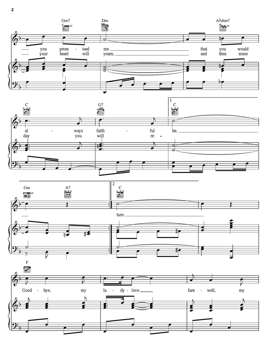 Goodbye, My Lady Love Goodbye, My Lady Love Piano, Vocal, Guitar scores gallery preview page 2