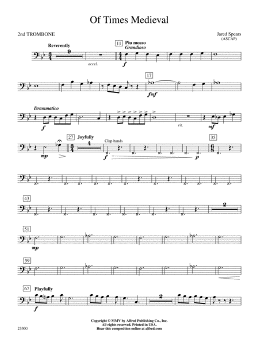 Of Times Medieval: 2nd Trombone Concert Band scores gallery preview page 1