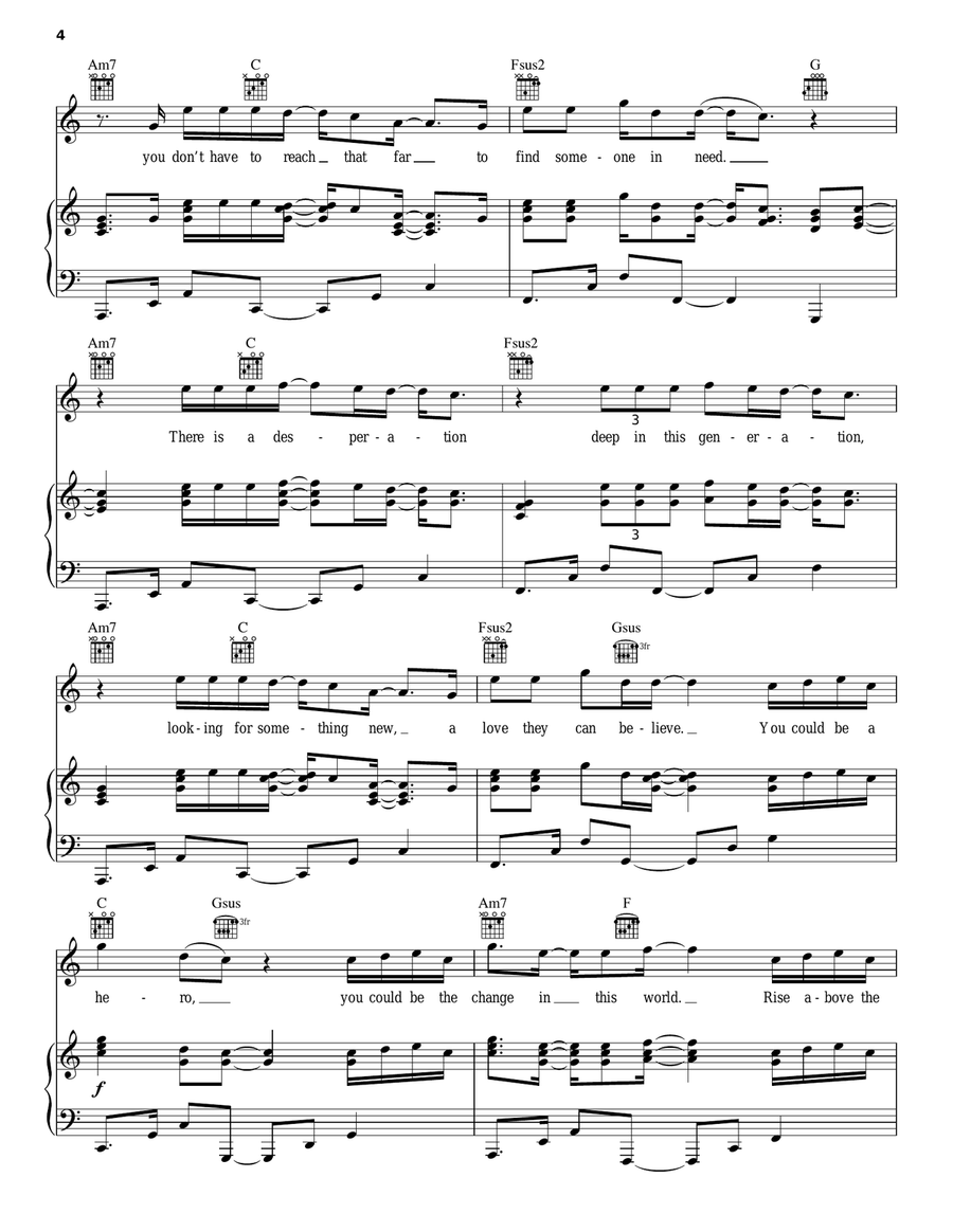 Hero Hero Piano, Vocal, Guitar scores gallery preview page 4