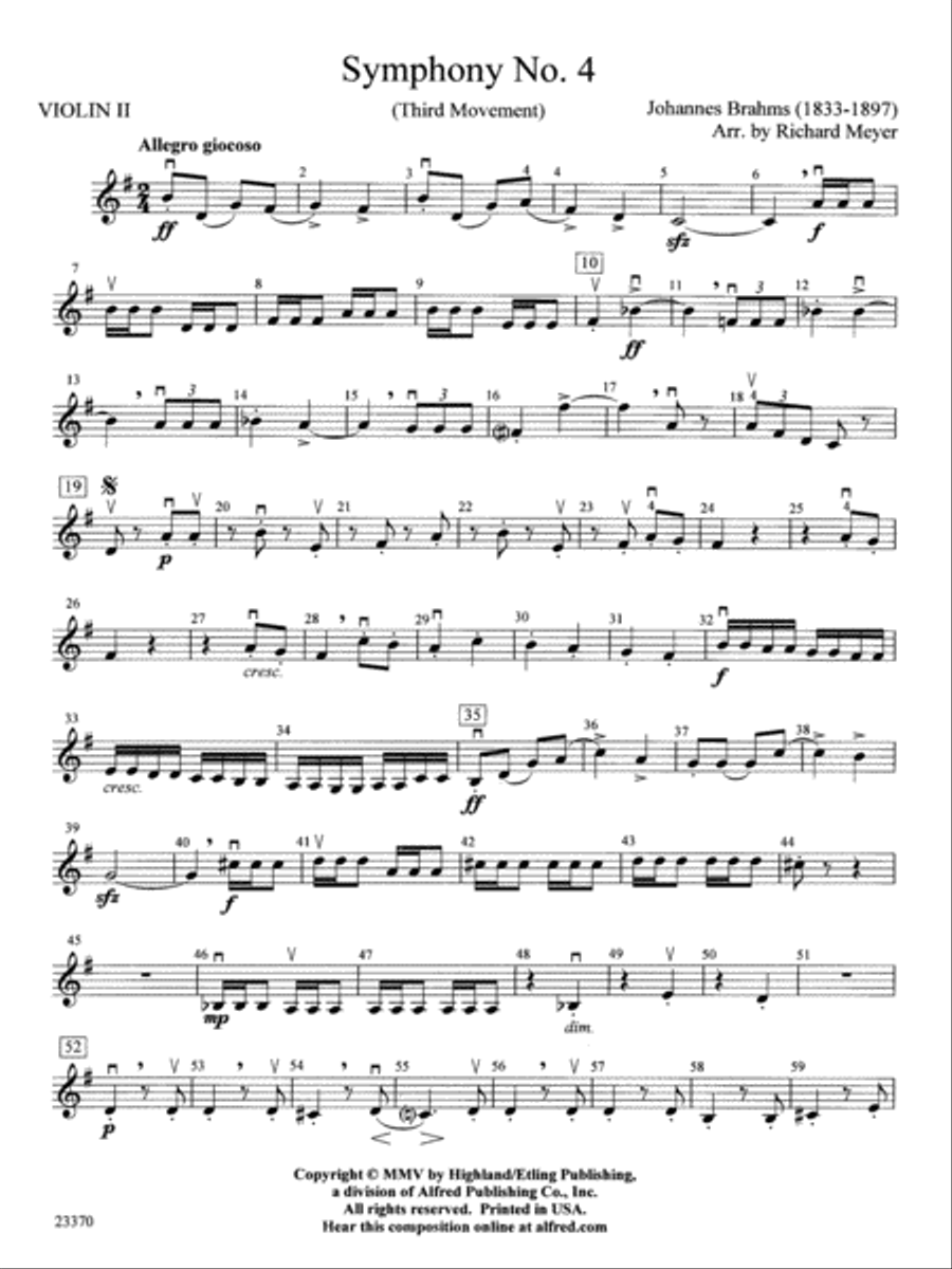 Symphony No. 4: 2nd Violin Full Orchestra scores gallery preview page 1