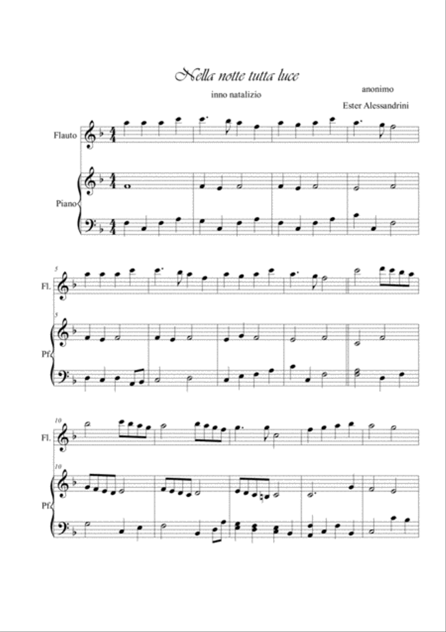 Nella notte tutta luce. Flute and piano Flute Solo scores gallery preview page 1