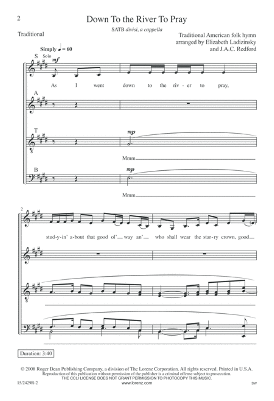 Down to the River to Pray Divisi scores gallery preview page 2