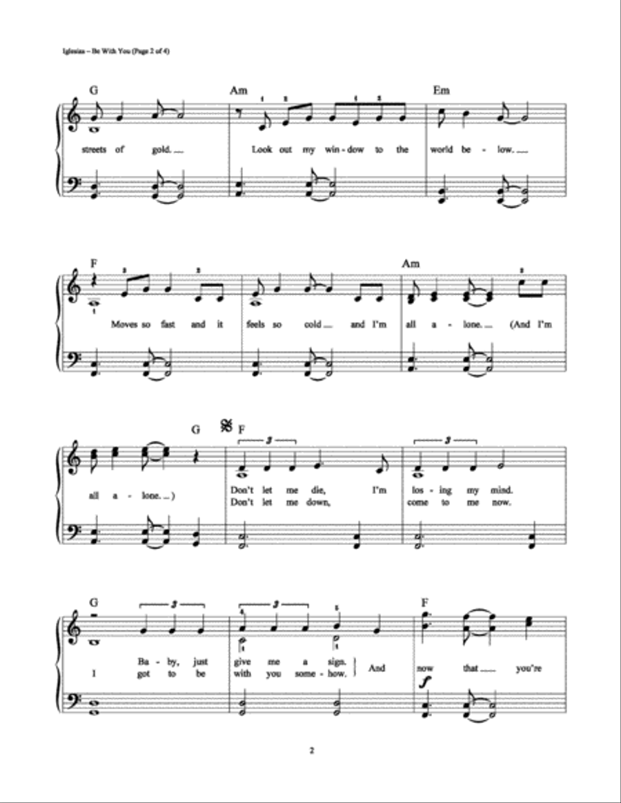 Be With You Easy Piano scores gallery preview page 2