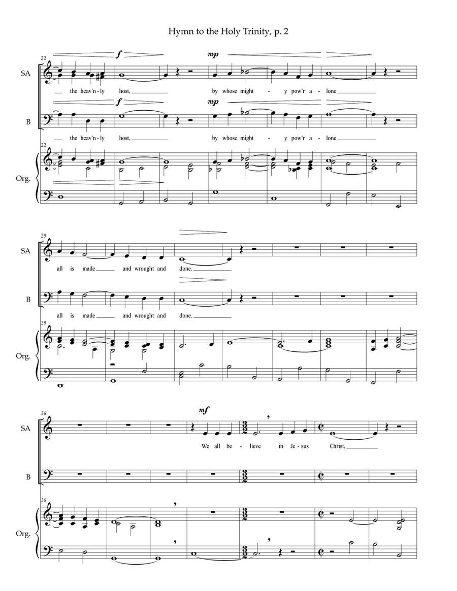 Hymn to the Holy Trinity — anthem for SAB voices, organ 3-Part scores gallery preview page 4