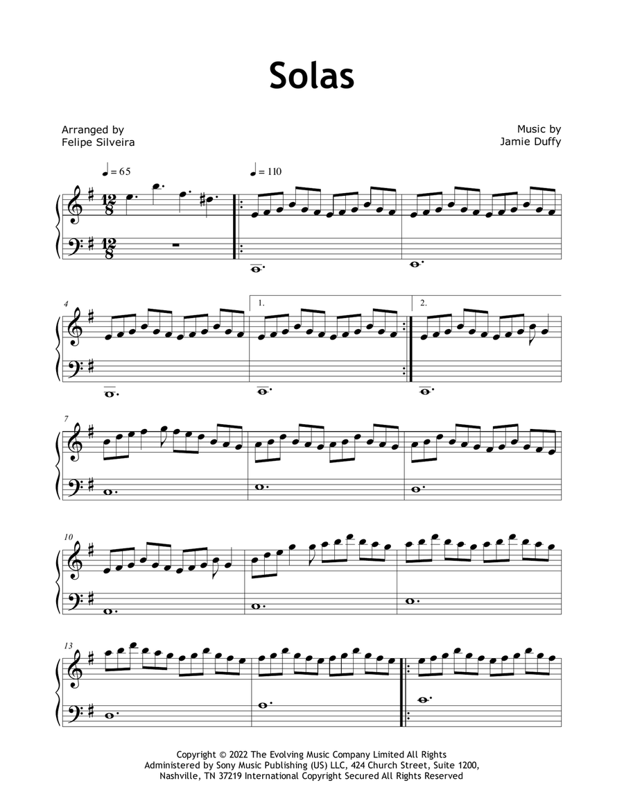 Solas Easy Piano scores gallery preview page 1