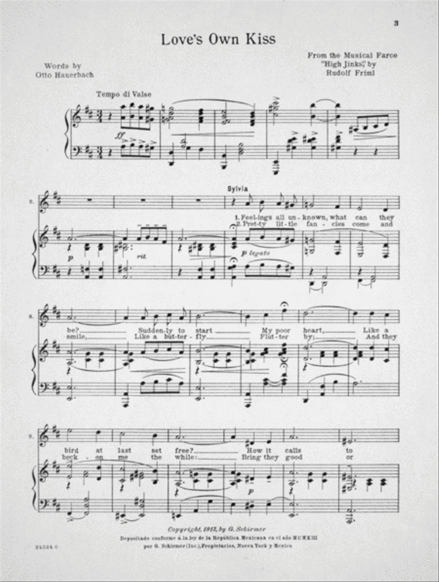 Love's Own Kiss (Is This Love At Last?). Hesitation Waltz-Song Voice scores gallery preview page 2