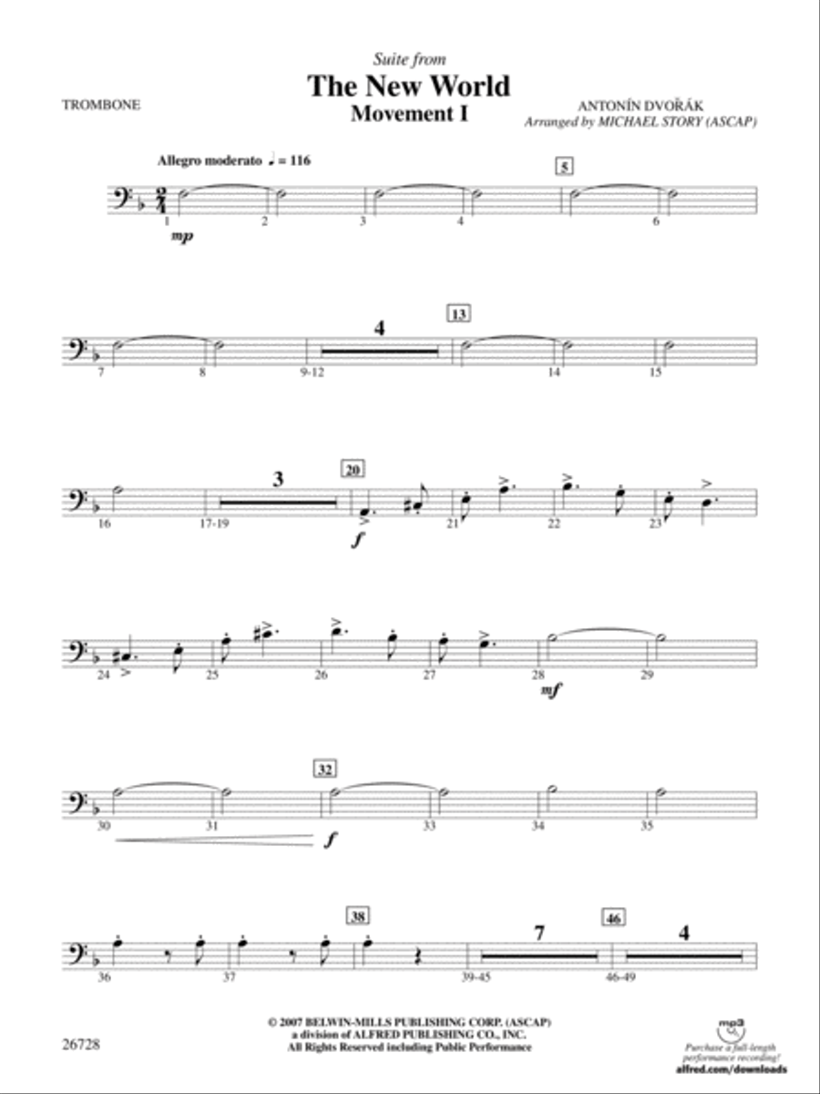 Suite from The New World: 1st Trombone Concert Band scores gallery preview page 1