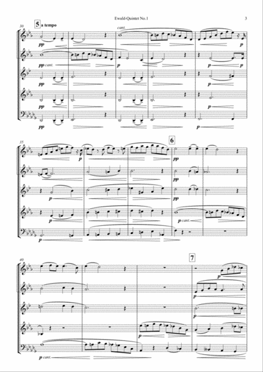 Ewald: Quintet No. 1 for Brass Instruments Brass Ensemble scores gallery preview page 5