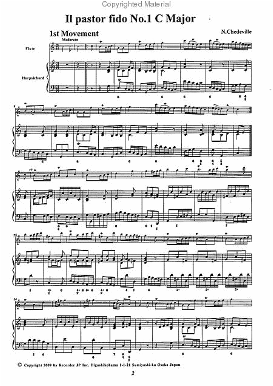 Il pastor fido No. 1 in C Major Flute scores gallery preview page 3