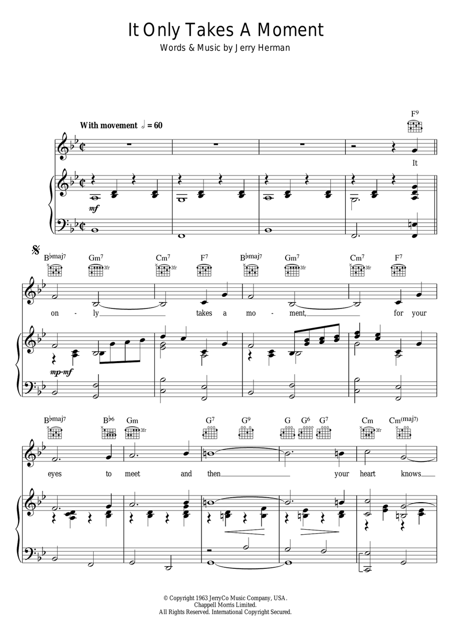 It Only Takes A Moment (from Hello, Dolly!) Piano, Vocal scores gallery preview page 1
