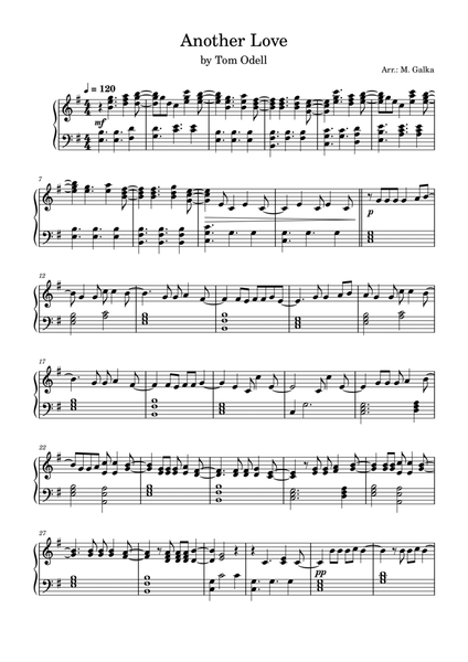 Another Love (Easy Level) (Tom Odell) - Cello Sheet Music