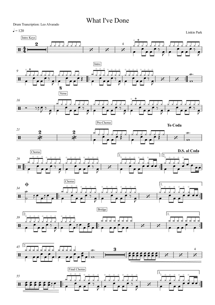 What I've Done Drum Set scores gallery preview page 1