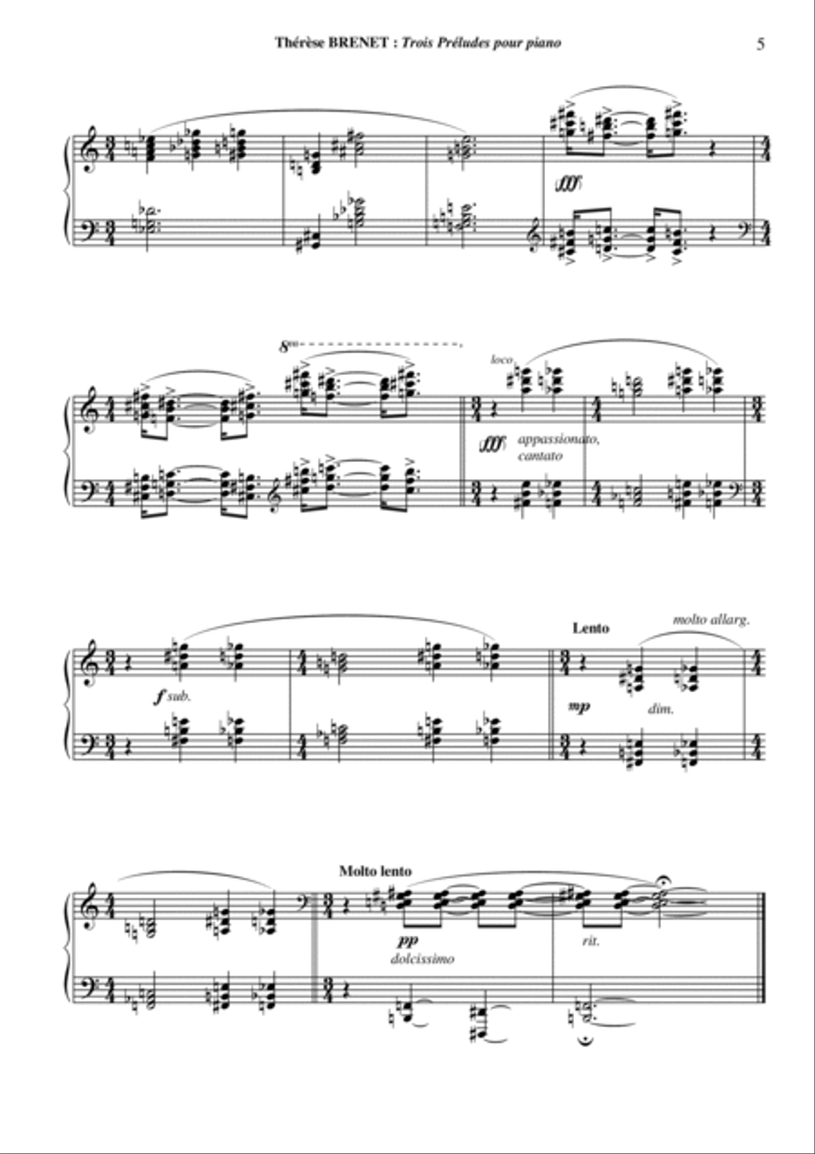 Thérèse Brenet - Trois Préludes pour le piano Piano Solo scores gallery preview page 5