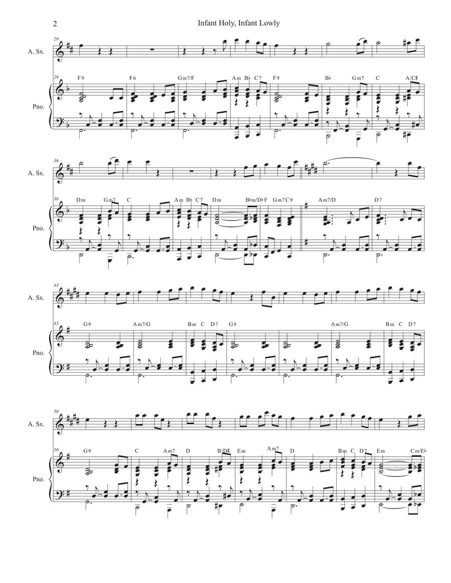 Infant Holy, Infant Lowly (Alto Saxophone and Piano) Alto Saxophone scores gallery preview page 2