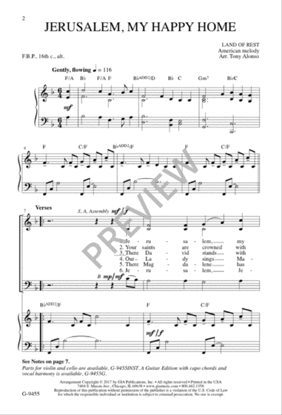 Jerusalem, My Happy Home 3-Part scores gallery preview page 3