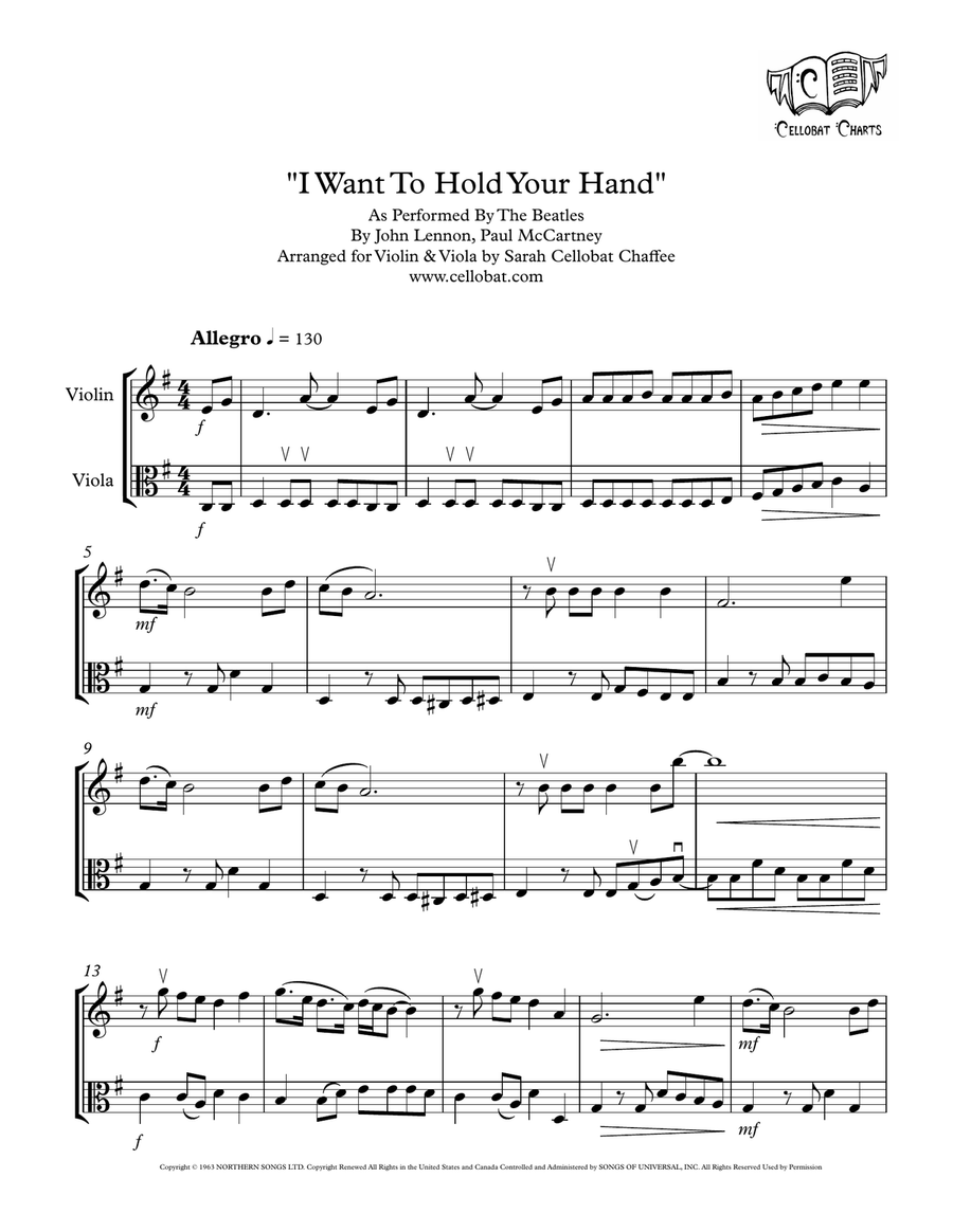 I Want To Hold Your Hand String Duet scores gallery preview page 1