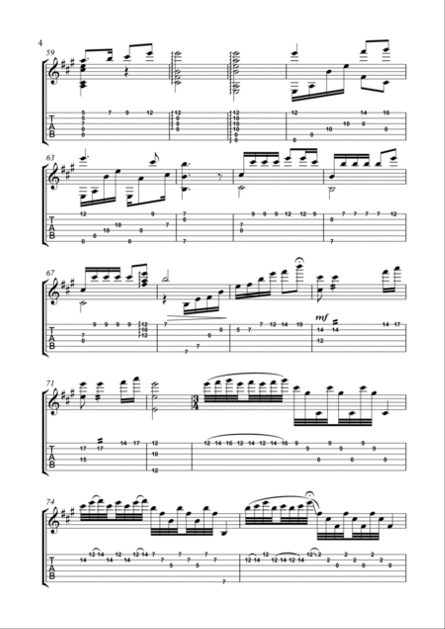 Moonlit Night on the Spring River - solo guitar Acoustic Guitar scores gallery preview page 4