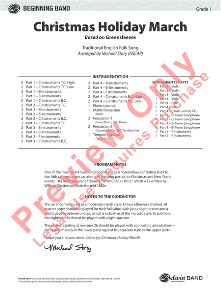 Christmas Holiday March Concert Band scores gallery preview page 2