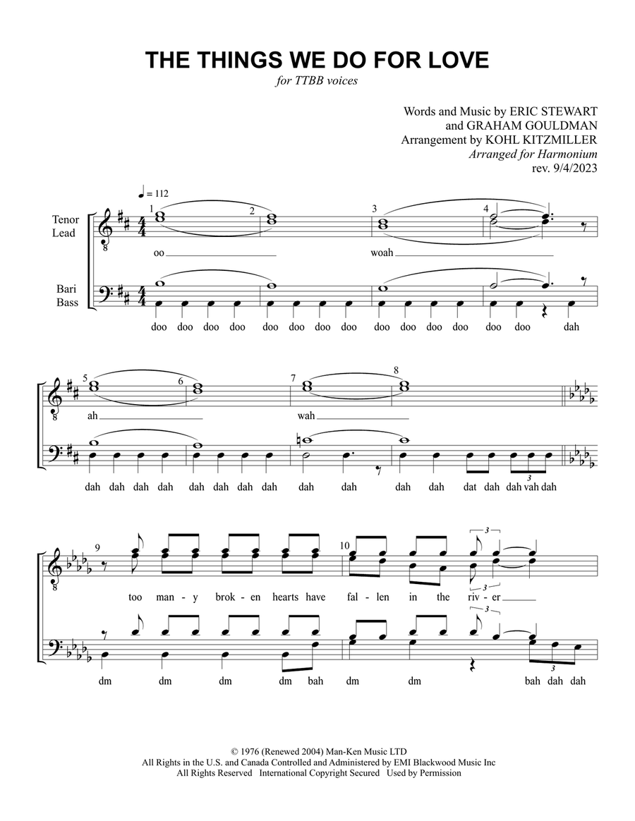 Things We Do For Love TTBB scores gallery preview page 2