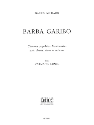 Book cover for Milhaud Darius Barba Garibo Voice & Piano Book