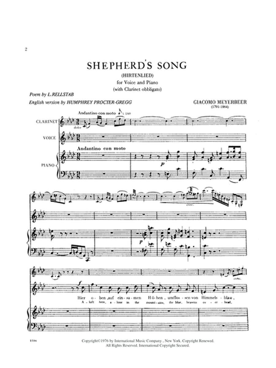 Shepherd'S Song (Hirtenlied) (With B Flat Clar. Obl.)