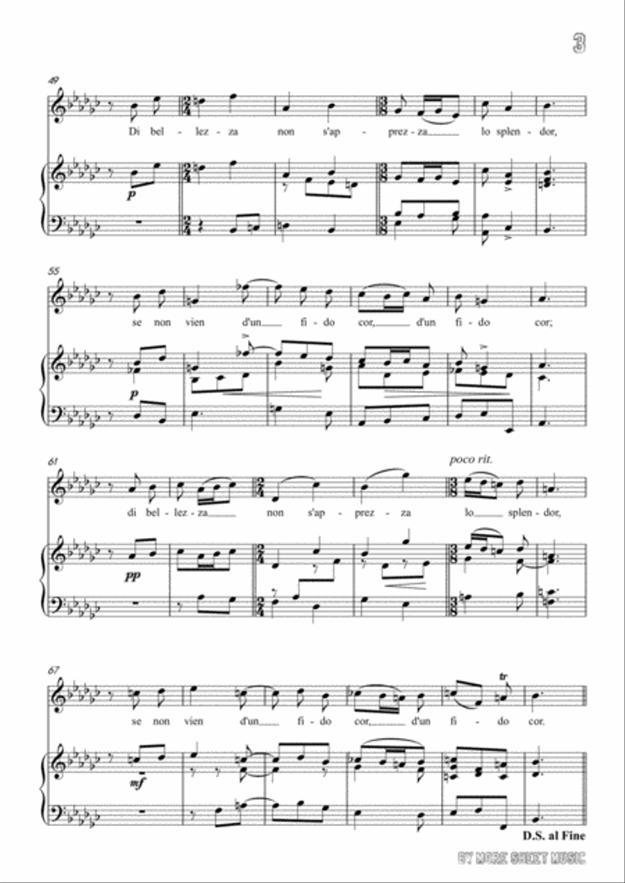 Handel-Bel piacere in G flat Major,for Voice and Piano Voice Solo scores gallery preview page 5
