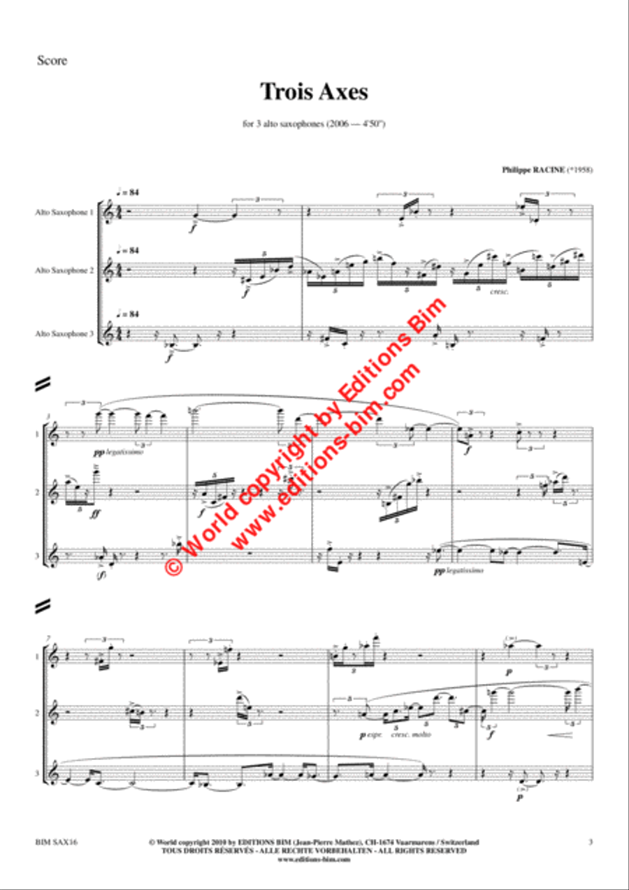 Trois Axes Alto Saxophone scores gallery preview page 2