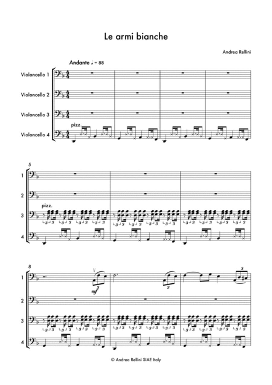 LE ARMI BIANCHE (Cello quartet) Cello scores gallery preview page 2