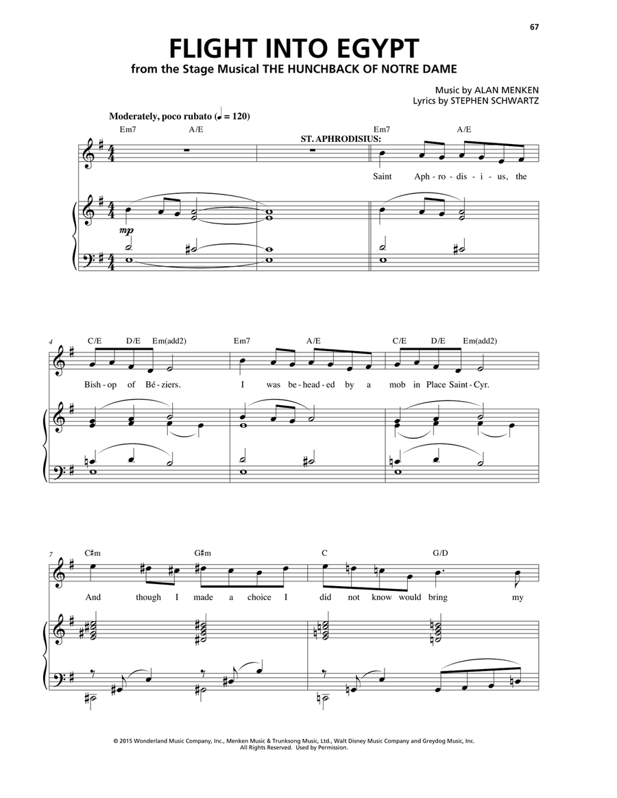 Flight Into Egypt (from The Hunchback Of Notre Dame: A New Musical) Voice Solo scores gallery preview page 1