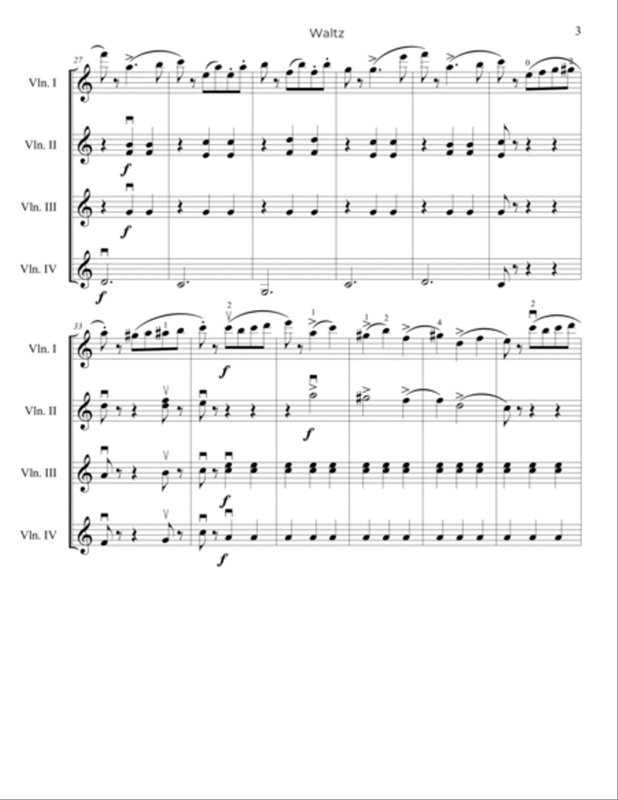 Tchaikovsky: Waltz, Op.39, No.9 - for Violin Quartet Chamber Music scores gallery preview page 4