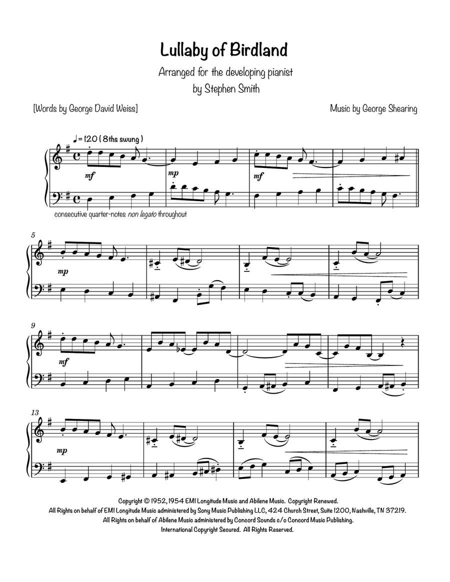 Lullaby Of Birdland Piano Method scores gallery preview page 1