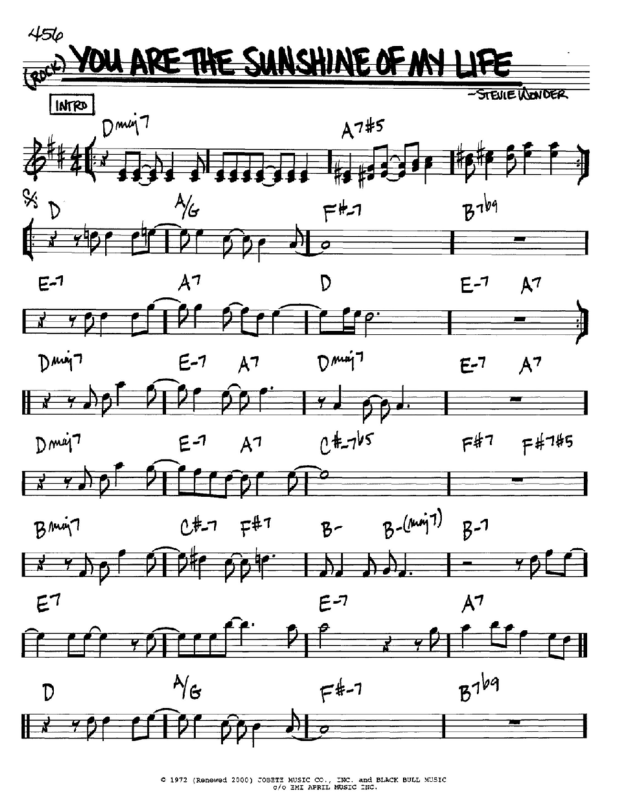 You Are The Sunshine Of My Life B-Flat Instrument scores gallery preview page 1