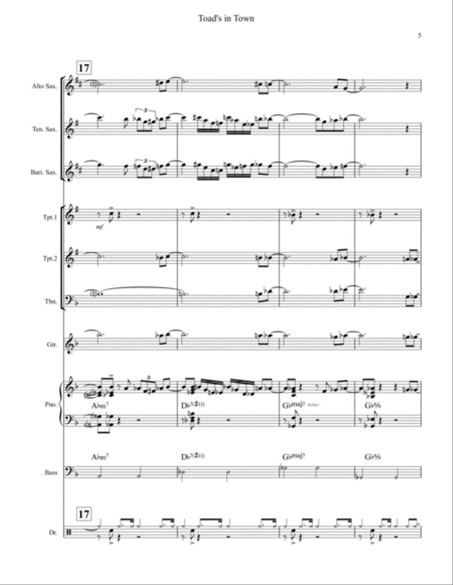 Toad's in Town Toad's in Town Large Ensemble scores gallery preview page 5