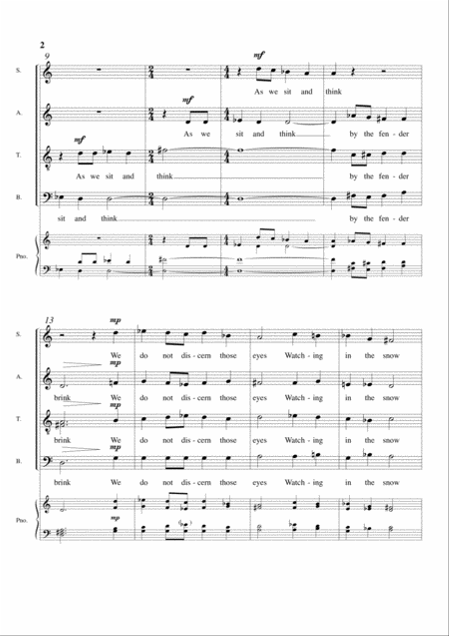 The Fallow Deer: Choral Song (SATB plus optional piano accompaniment) 4-Part scores gallery preview page 2