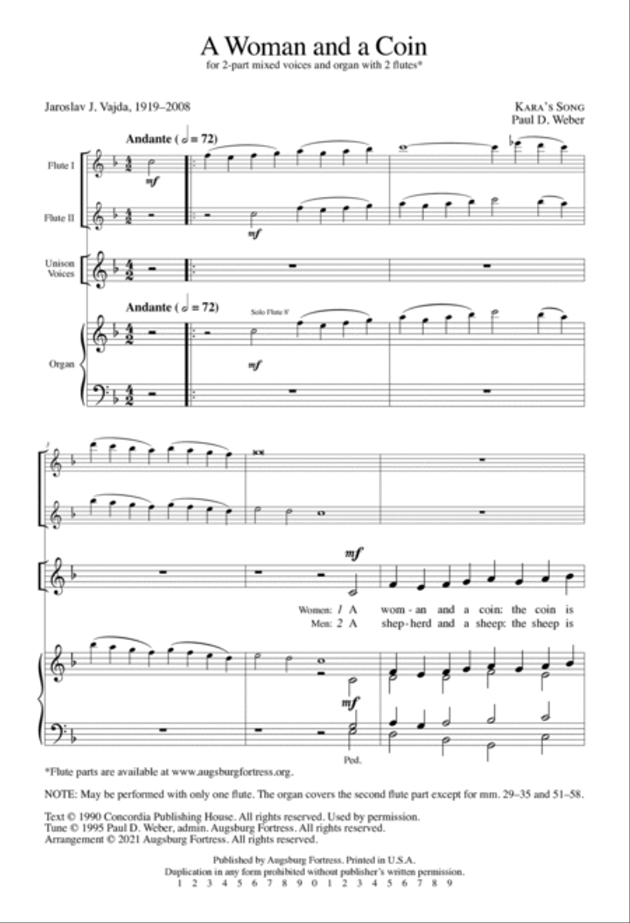 A Woman and a Coin A Woman and a Coin 2-Part scores gallery preview page 2