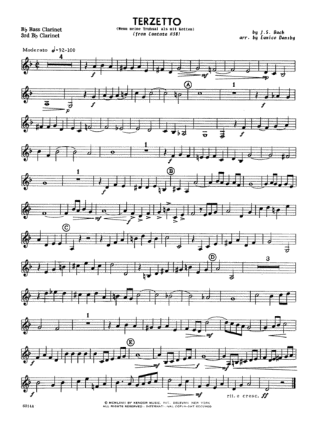 Terzetto (Wenn meine Trubsal als mit Ketten from Cantata #38) - Clarinet 3