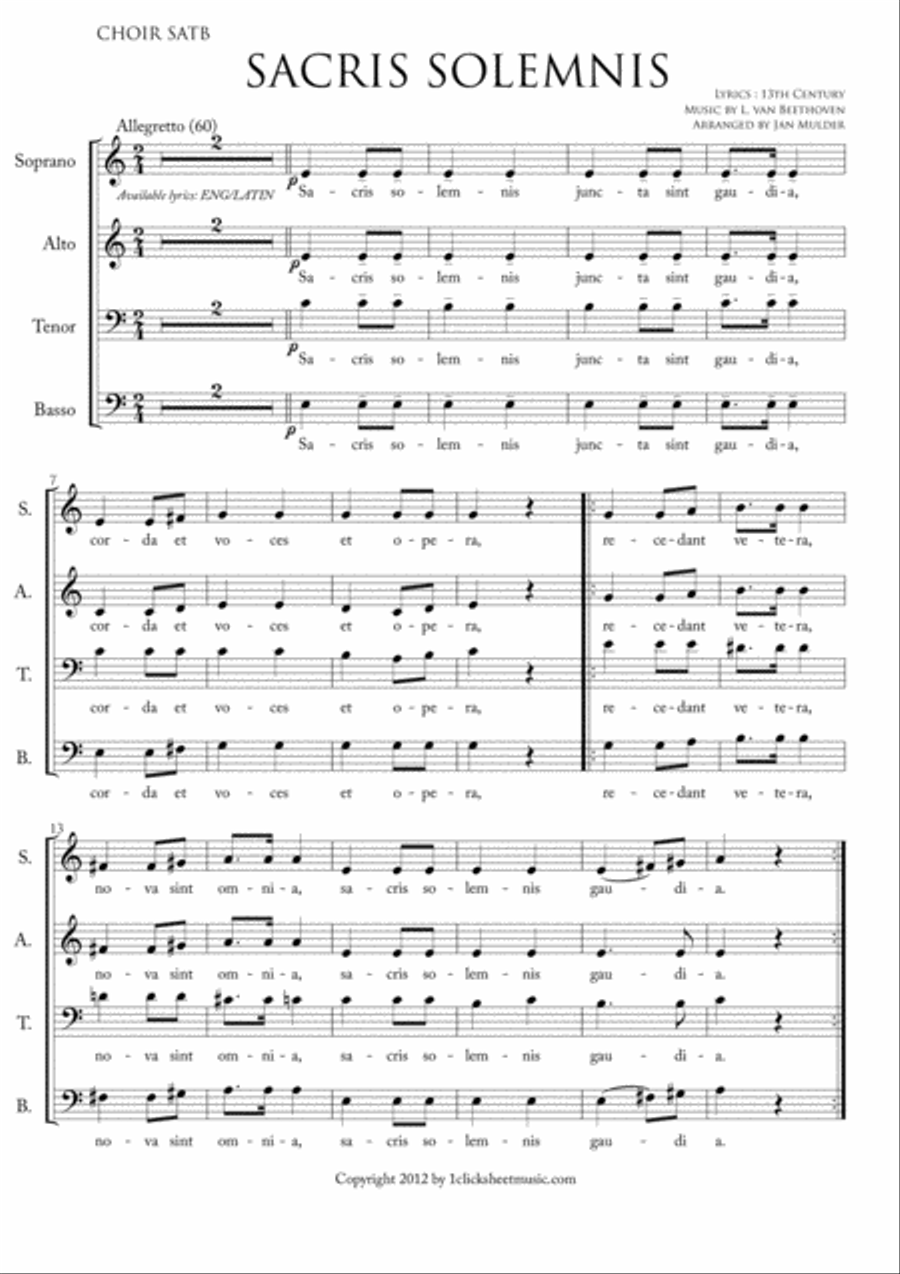The King's Speech - Sacris Solemnis 4-Part scores gallery preview page 1